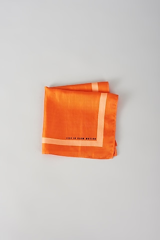 Coral Silk Printed Pocket Square by Yashodhara Men