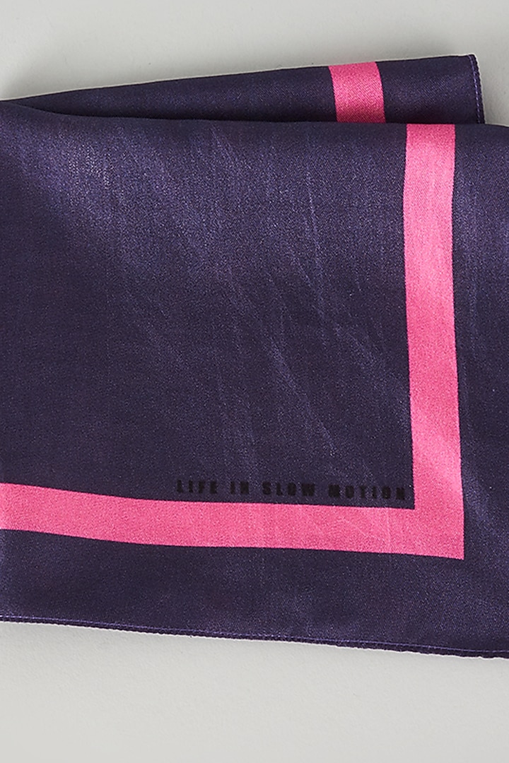 Navy Blue Silk Printed Pocket Square by Yashodhara Men at Pernia's Pop Up Shop