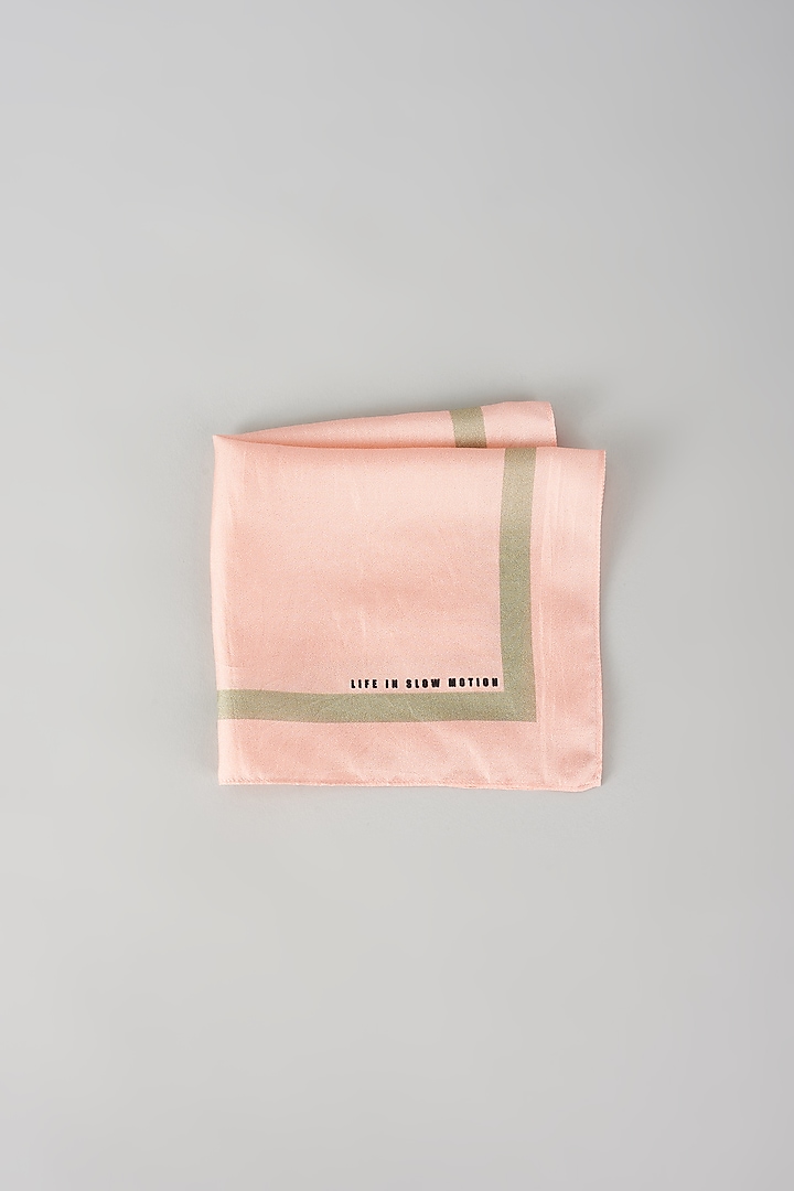 Powder Pink Silk Printed Pocket Square by Yashodhara Men