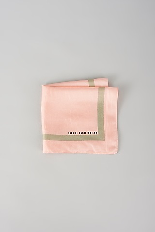 Powder Pink Silk Printed Pocket Square by Yashodhara Men
