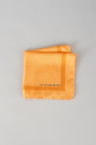 Orange Silk Printed Pocket Square by Yashodhara Men