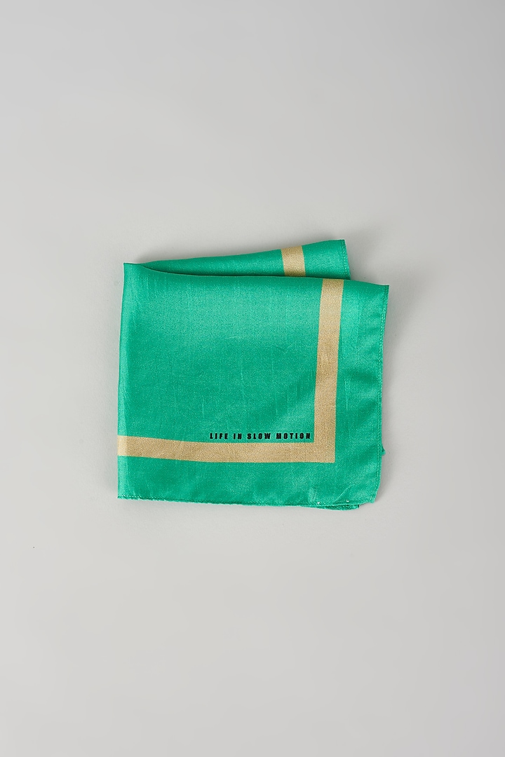 Green Silk Printed Pocket Square by Yashodhara Men