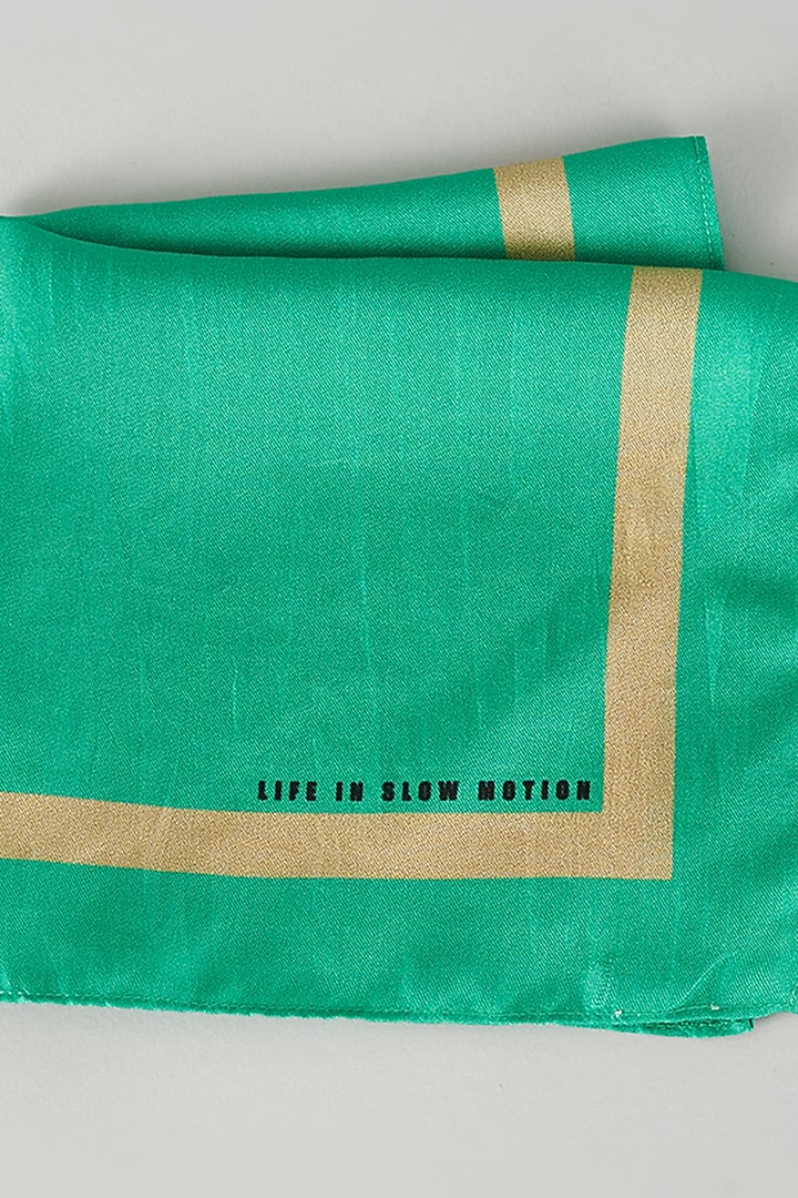 Green Silk Printed Pocket Square by Yashodhara Men at Pernia's Pop Up Shop