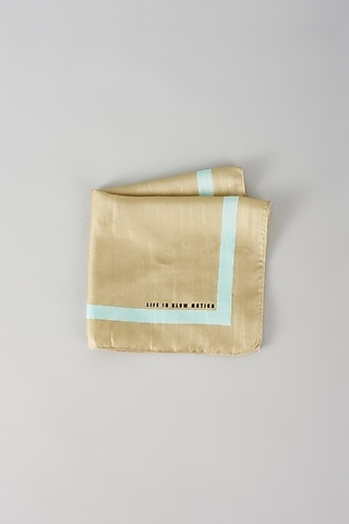 Olive Green Silk Printed Pocket Square by Yashodhara Men