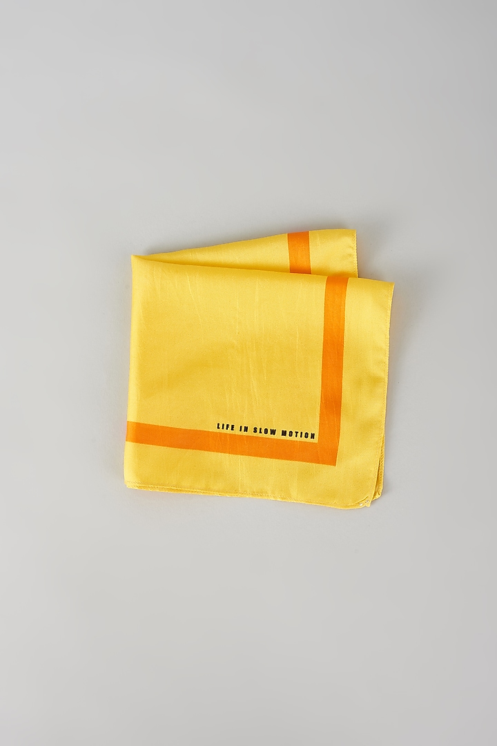 Yellow Silk Printed Pocket Square by Yashodhara Men