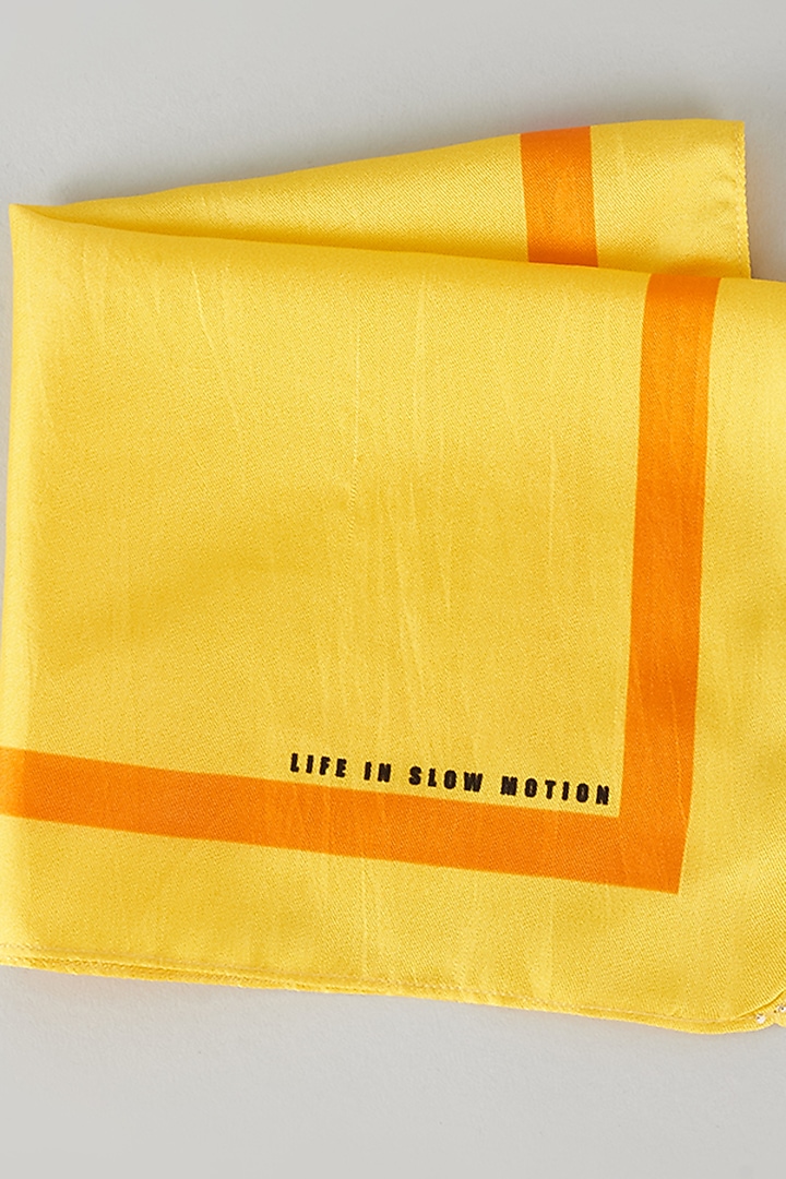 Yellow Silk Printed Pocket Square by Yashodhara Men at Pernia's Pop Up Shop