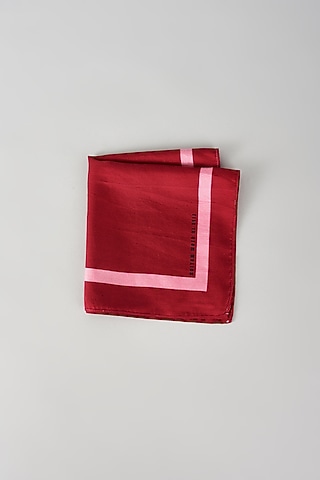 Wine Silk Printed Pocket Square by Yashodhara Men