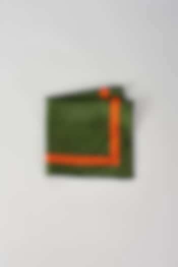 Dark Green Silk Printed Pocket Square by Yashodhara Men