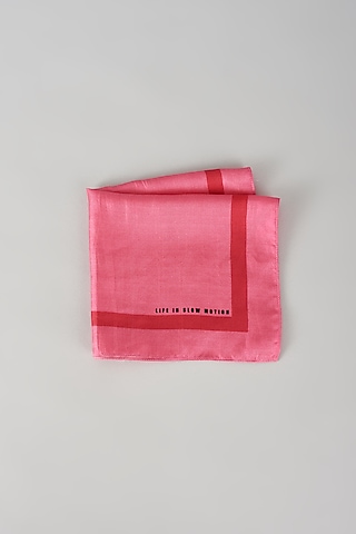 Pink Silk Printed Pocket Square by Yashodhara Men