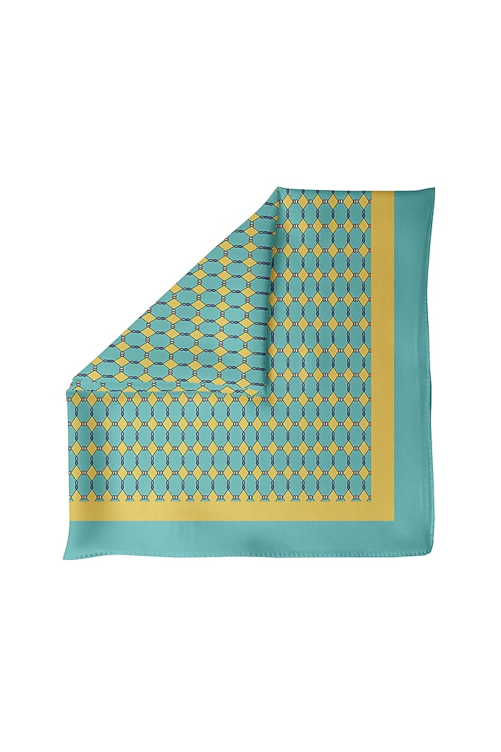 Green Silk Pocket Square by Yashodhara Men at Pernia's Pop Up Shop