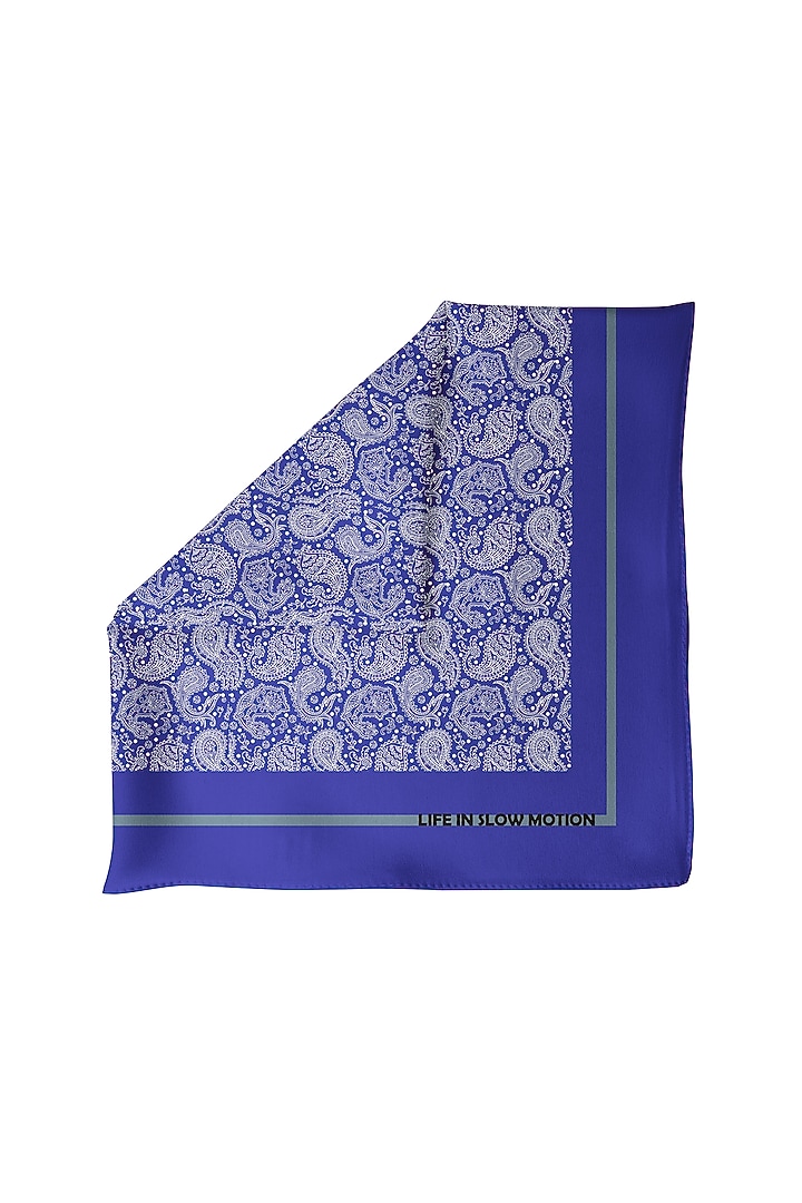 Cobalt Blue Silk Pocket Square by Yashodhara Men at Pernia's Pop Up Shop