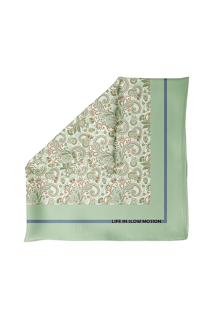 Light Green Silk Pocket Square by Yashodhara Men at Pernia's Pop Up Shop
