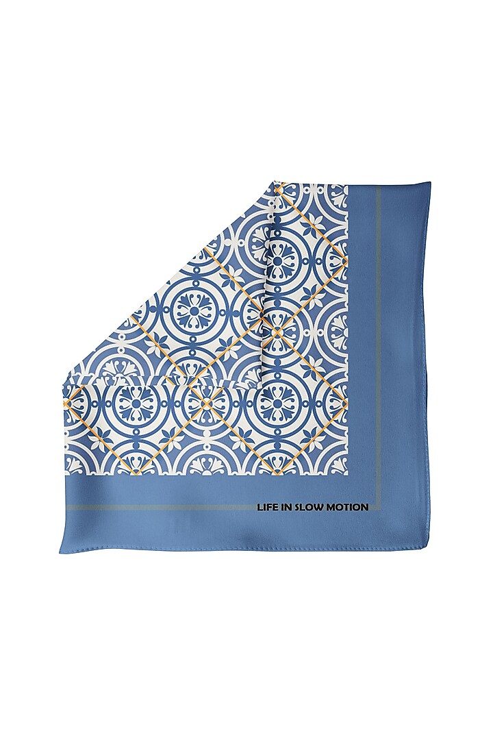 Dark Blue Silk Pocket Square by Yashodhara Men at Pernia's Pop Up Shop