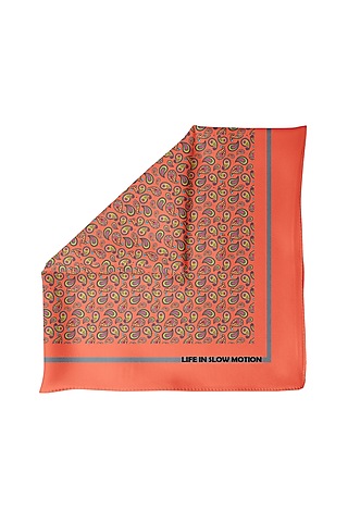 Coral Silk Pocket Square by Yashodhara Men