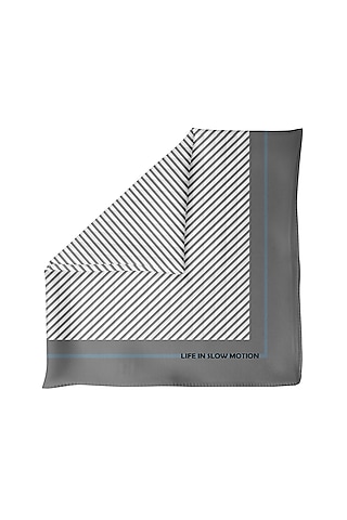Grey Silk Pocket Square by Yashodhara Men