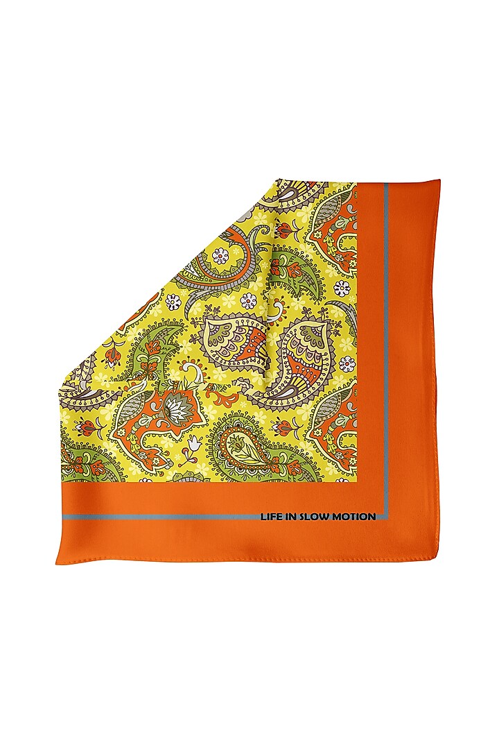 Yellow Silk Pocket Square by Yashodhara Men at Pernia's Pop Up Shop