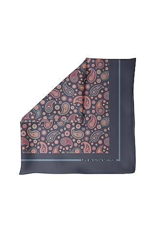 Dark Grey Silk Pocket Square by Yashodhara Men