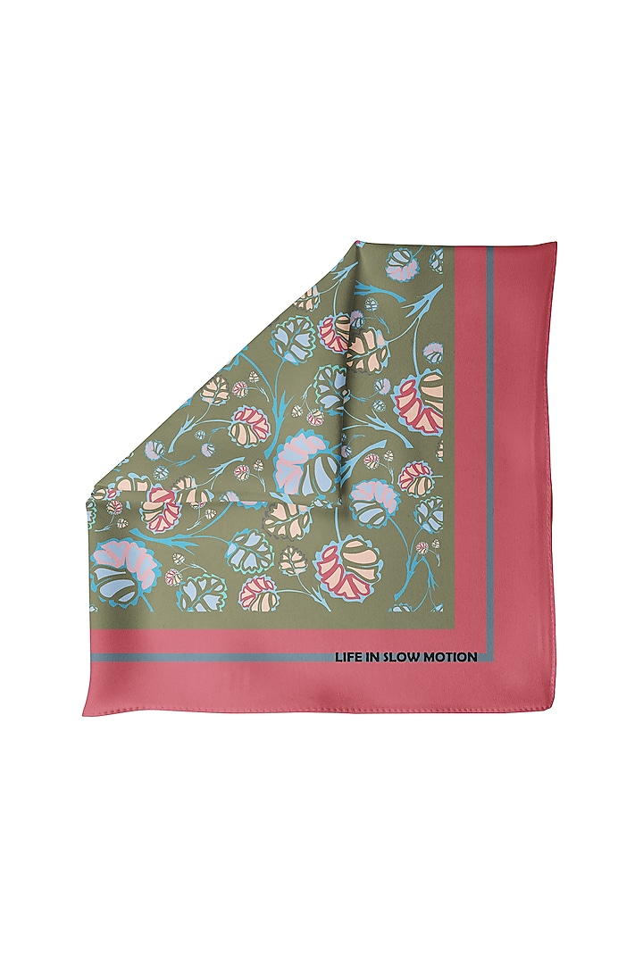 Olive Green Silk Pocket Square by Yashodhara Men at Pernia's Pop Up Shop