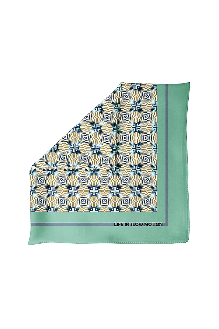 Green Pocket Square In Silk by Yashodhara Men at Pernia's Pop Up Shop
