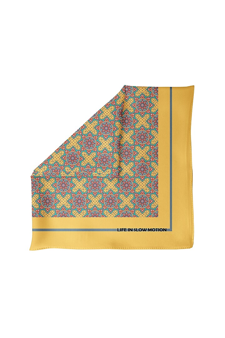 Yellow Silk Pocket Square by Yashodhara Men at Pernia's Pop Up Shop