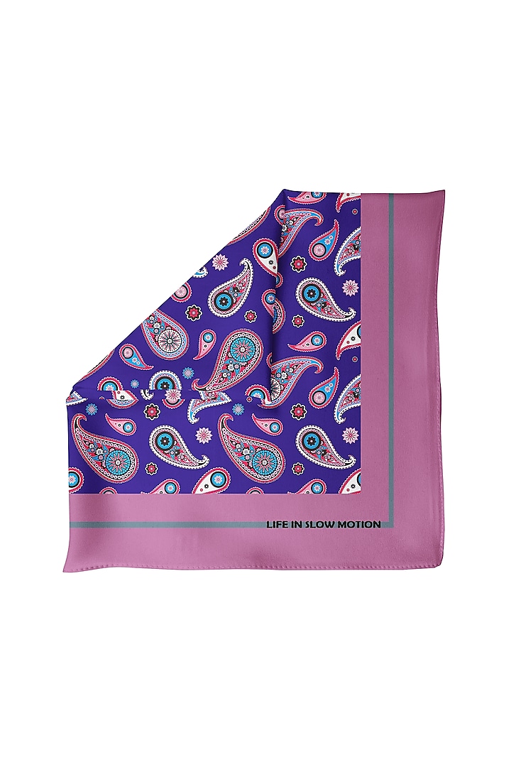 Blue & Purple Silk Pocket Square by Yashodhara Men at Pernia's Pop Up Shop