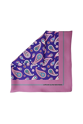Blue & Purple Silk Pocket Square by Yashodhara Men