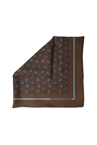 Brown Silk Pocket Square by Yashodhara Men