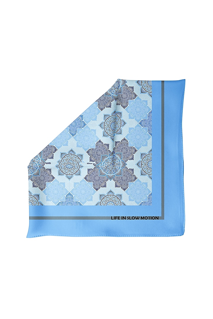 Light Blue Silk Pocket Square by Yashodhara Men at Pernia's Pop Up Shop