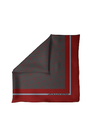 Grey Silk Pocket Square by Yashodhara Men