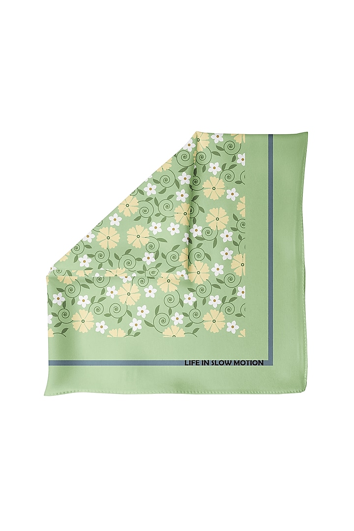 Green Silk Pocket Square by Yashodhara Men at Pernia's Pop Up Shop