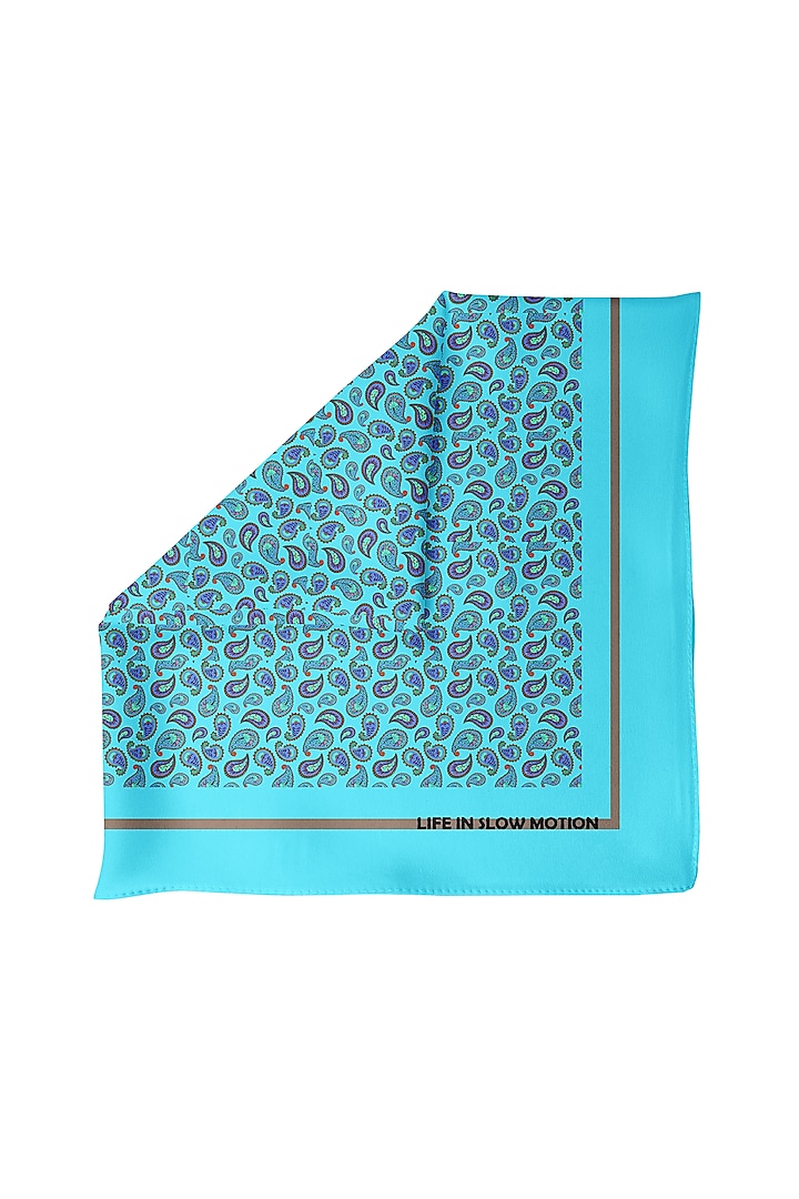 Blue Silk Pocket Square by Yashodhara Men at Pernia's Pop Up Shop