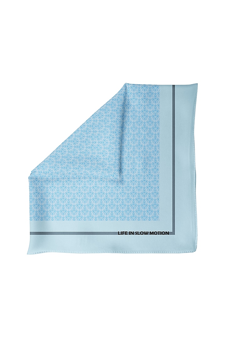 Powder Blue Silk Pocket Square by Yashodhara Men at Pernia's Pop Up Shop