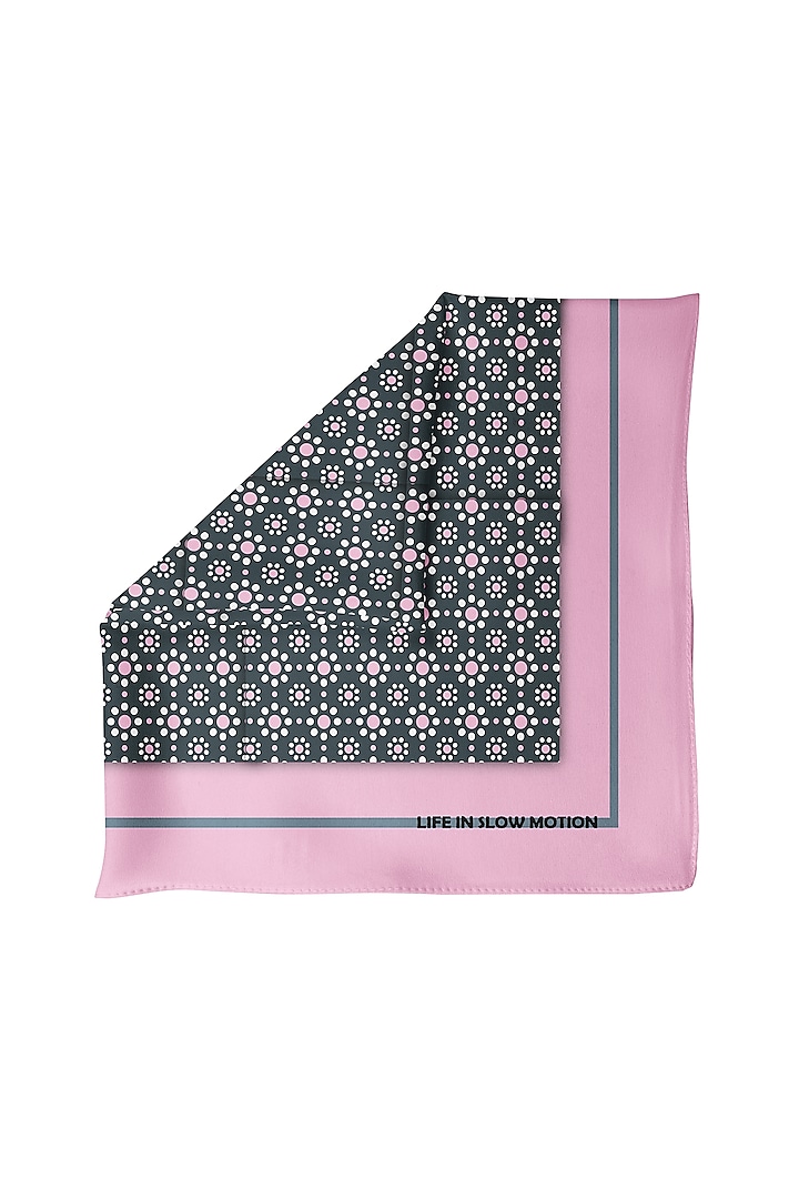 Pink & Black Silk Pocket Square by Yashodhara Men