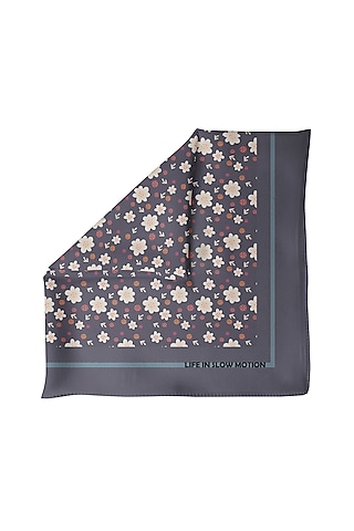 Grey Silk Pocket Square by Yashodhara Men