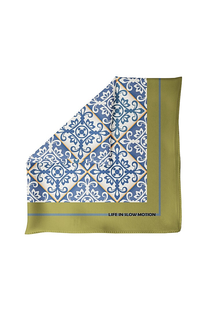 Olive Green Silk Pocket Square by Yashodhara Men at Pernia's Pop Up Shop