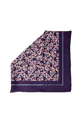 Purple Silk Pocket Square by Yashodhara Men
