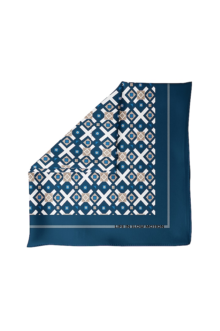 Blue Silk Pocket Square by Yashodhara Men at Pernia's Pop Up Shop
