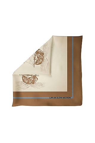 Brown & Beige Silk Pocket Square by Yashodhara Men