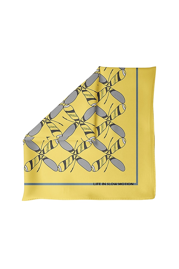 Yellow Silk Pocket Square by Yashodhara Men