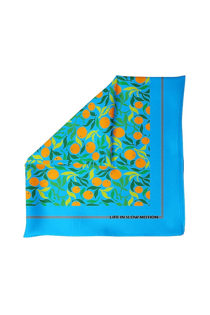 Turquoise Silk Pocket Square by Yashodhara Men at Pernia's Pop Up Shop