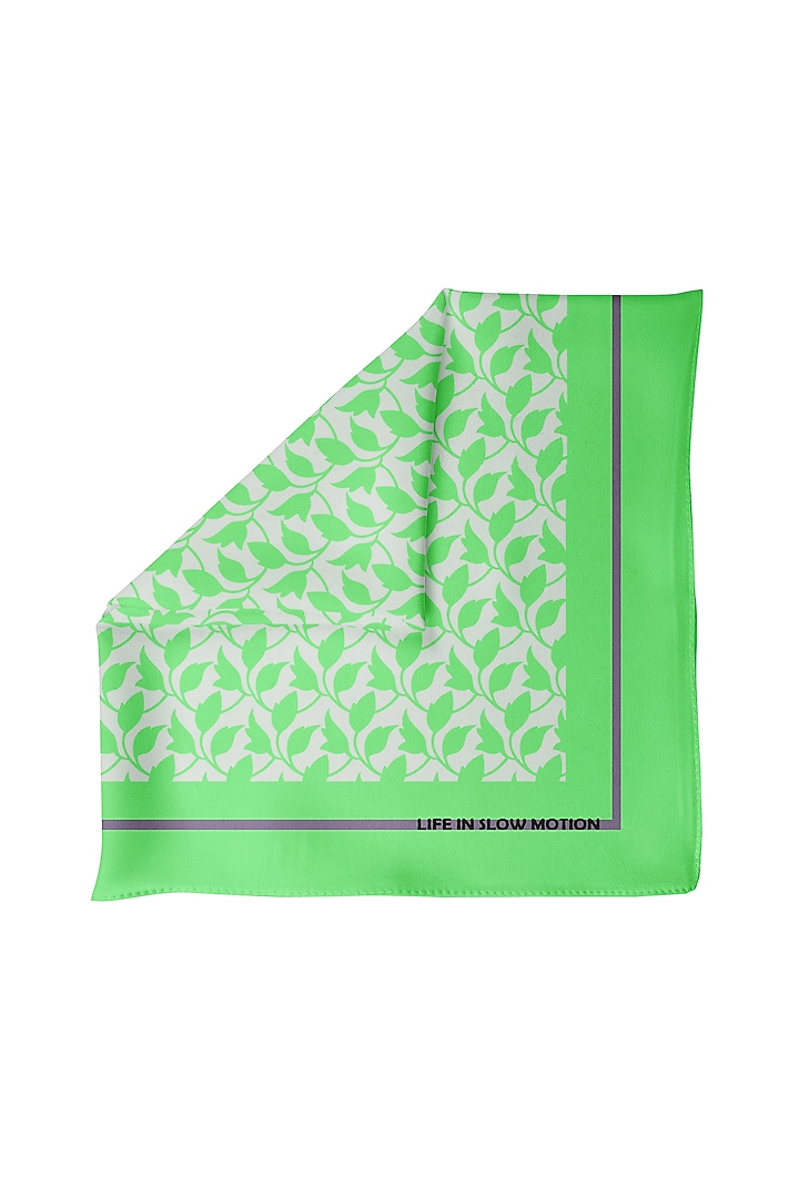 Green & White Silk Pocket Square by Yashodhara Men at Pernia's Pop Up Shop