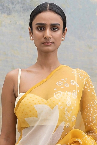 Off-White Khadi Polka Printed Blouse by Yam India