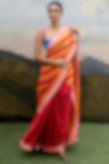 Multi-Colored Hand Block Printed Saree by Yam India