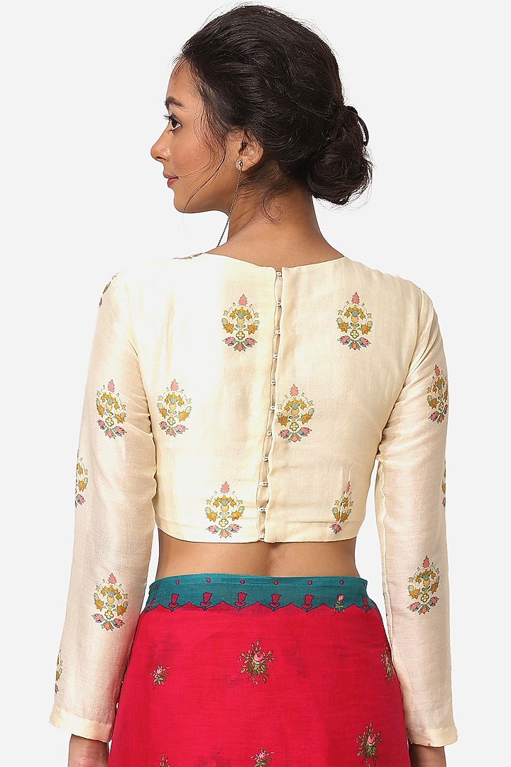 Off-White Silk Chanderi Blouse by Yam India at Pernia's Pop Up Shop