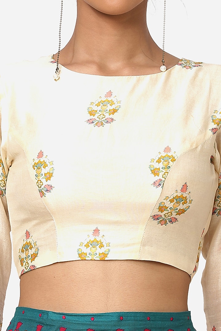 Off-White Silk Chanderi Blouse by Yam India at Pernia's Pop Up Shop