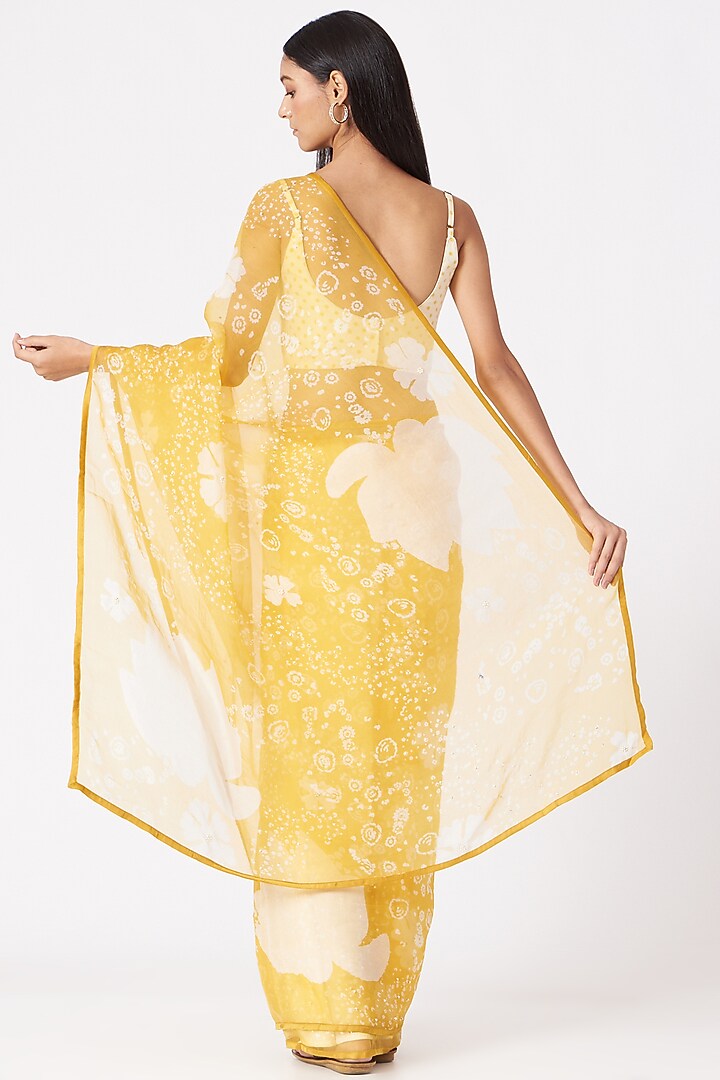 Yellow Floral Printed Party Wear Saree Set by Yam India at Pernia's Pop Up Shop