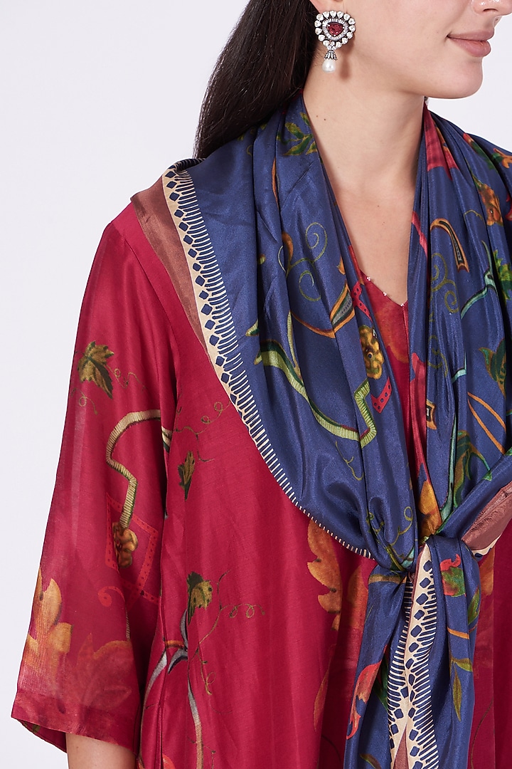 Maroon Floral Printed Kurta Set by Yam India at Pernia's Pop Up Shop