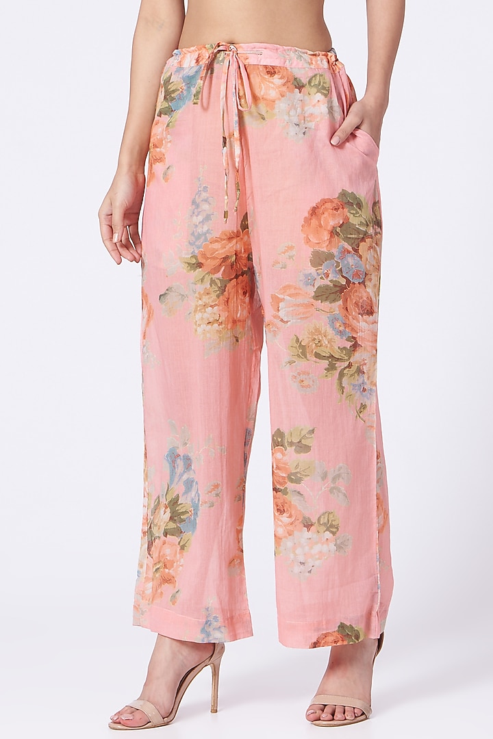 Sky Blue Floral Printed Kurta Set With Scarf by Yam India at Pernia's Pop Up Shop