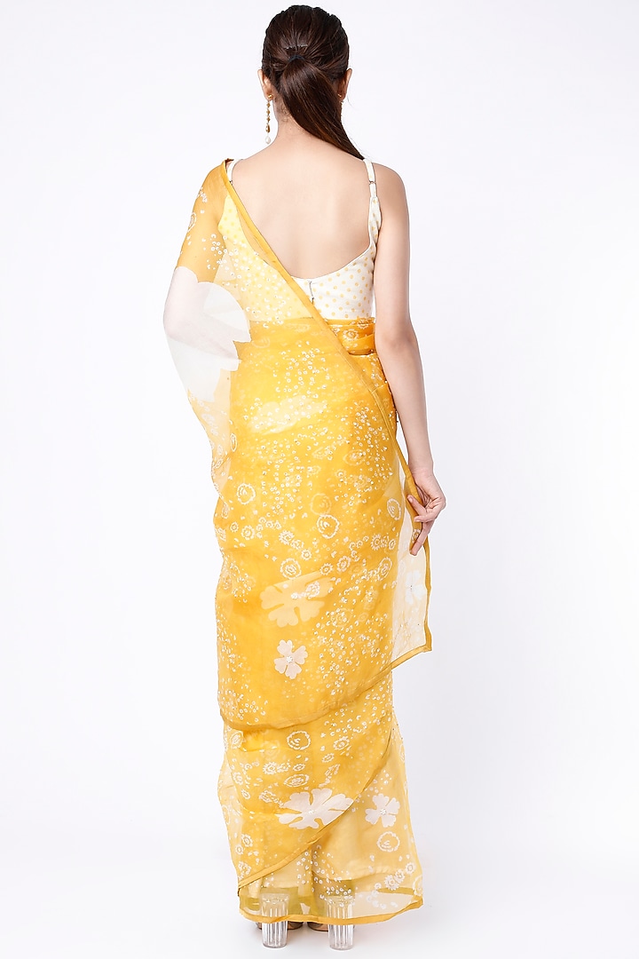 Yellow Printed & Embroidered Party Wear Saree Set by Yam India at Pernia's Pop Up Shop