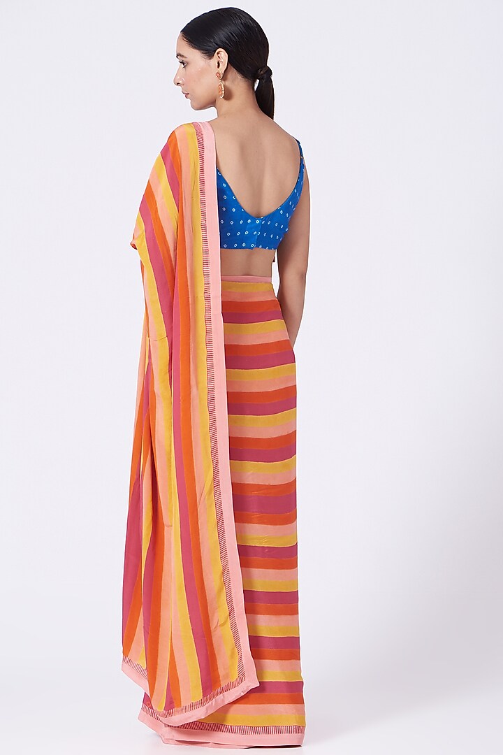 Fuchsia & Citrus Yellow Printed Party Wear Saree Set by Yam India at Pernia's Pop Up Shop